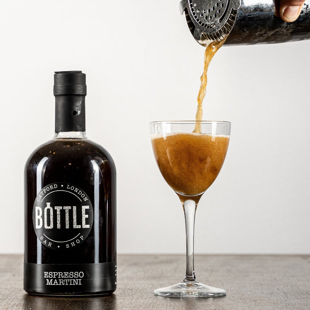 Espresso Martini handmade in small batches, poured into a martini glass