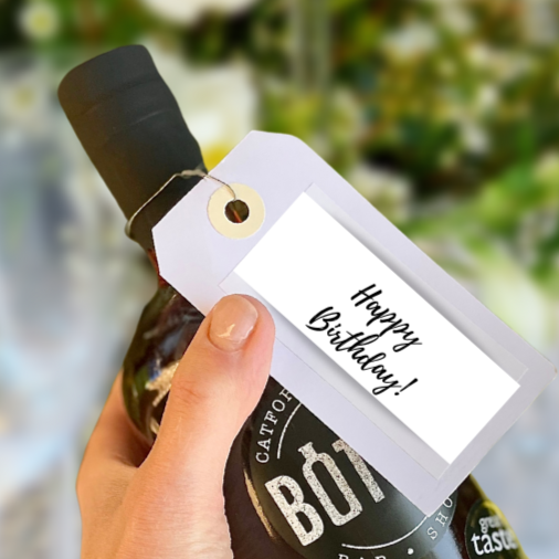 
                  
                    Happy birthday message on a label
                  
                
