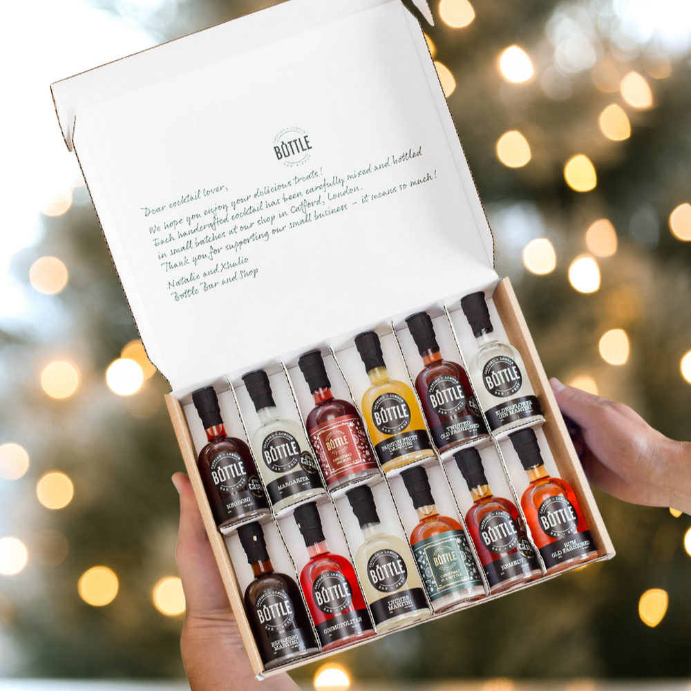 Gift box of 12 mini cocktails in a Luxury Christmas Cocktails Gift Set