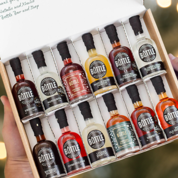 Gift box of 12 mini cocktails in a Luxury Christmas Cocktails Gift Set