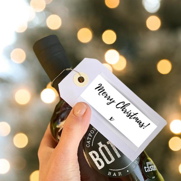 
                  
                    Merry Christmas label on a bottled cocktail
                  
                